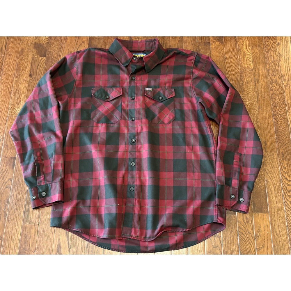 Dixxon Flannel Co TKO Red Black Plaid Button Down Shirt Mens XL Long Sleeve